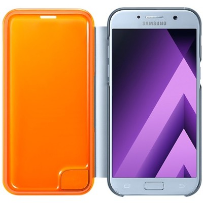 Samsung Galaxy A5 (2017) A520 oficiāls Neon Flip Cover EF-FA520 atvērams gaiši zils ādas maciņš (maks) / Vacins.lv