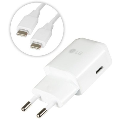 Origināls „LG“ Type-C balts tīkla lādētājs (3000 mAh, MCS-N04ER, Eiropas modelis) / Vacins.lv