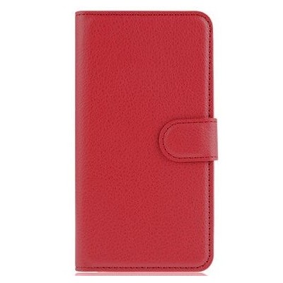 OnePlus X atverčiamas raudonas odinis Litchi dėklas - piniginė / Priedai.lt