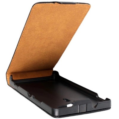 Sony Xperia SP (M35H) klasisks ādas vertikāli atvēramais melns maciņš / Vacins.lv