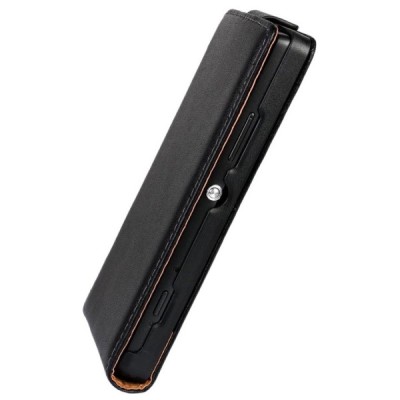 Sony Xperia SP (M35H) klasisks ādas vertikāli atvēramais melns maciņš / Vacins.lv