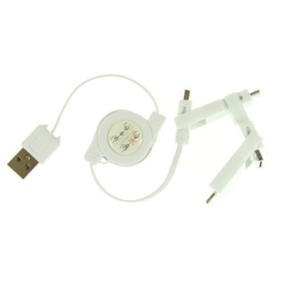 „Bottari“ 4 IN 1 USB baltas laidas (micro USB, mini USB, 30-pin, Lightning) / Priedai.lt