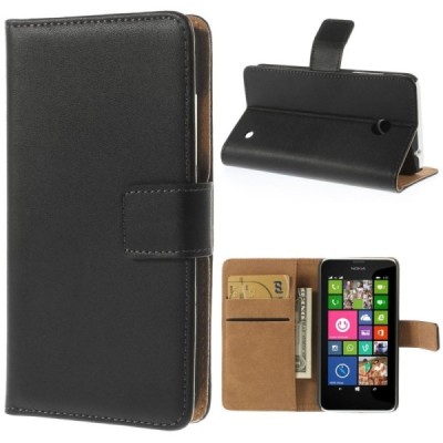 Nokia Lumia 635 atvēramais ādas melns maciņš (maks) / Vacins.lv