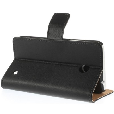 Nokia Lumia 635 atvēramais ādas melns maciņš (maks) / Vacins.lv