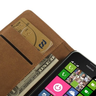 Nokia Lumia 635 atvēramais ādas melns maciņš (maks) / Vacins.lv