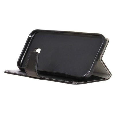 Samsung Galaxy A5 2017 (A520) atverčiamas juodas odinis dėklas - piniginė / Priedai.lt