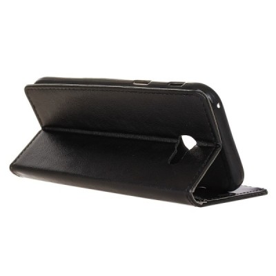 Samsung Galaxy A5 2017 (A520) atverčiamas juodas odinis dėklas - piniginė / Priedai.lt