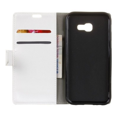 Samsung Galaxy A5 2017 (A520) atverčiamas baltas odinis dėklas - piniginė / Priedai.lt