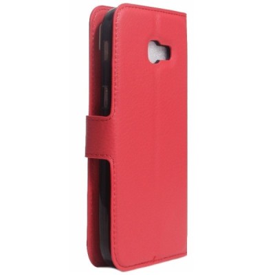 Samsung Galaxy A5 2017 (A520) atverčiamas raudonas odinis dėklas - piniginė / Priedai.lt