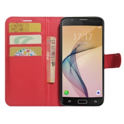 Samsung Galaxy A5 2017 (A520) atverčiamas raudonas odinis dėklas - piniginė / Priedai.lt