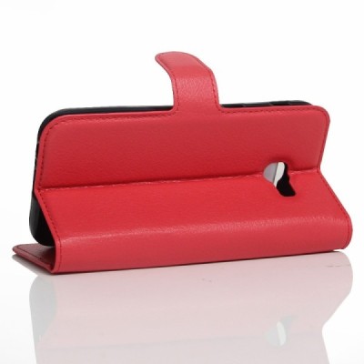 Samsung Galaxy A5 2017 (A520) atverčiamas raudonas odinis dėklas - piniginė / Priedai.lt