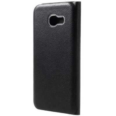 Samsung Galaxy A5 2017 (A520) juodas odinis atverčiamas Smart Wallet dėklas - piniginė / Priedai.lt