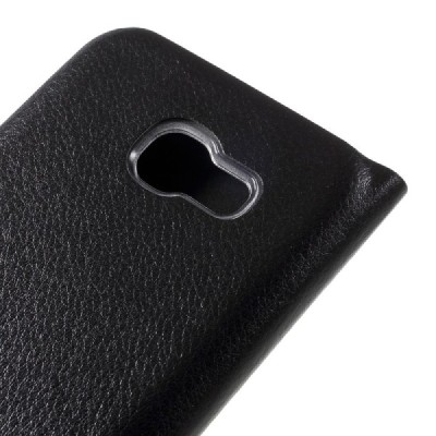 Samsung Galaxy A5 2017 (A520) juodas odinis atverčiamas Smart Wallet dėklas - piniginė / Priedai.lt
