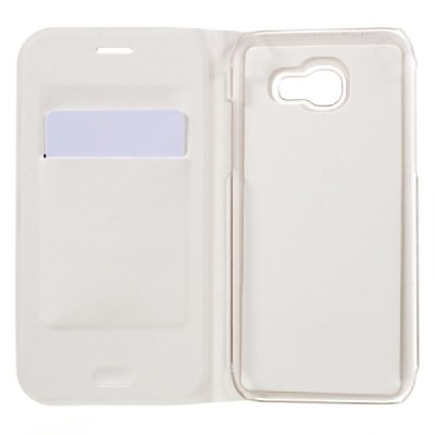 Samsung Galaxy A5 2017 (A520) balts atvēramais Smart Wallet ādas maciņš - maks / Vacins.lv