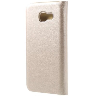 Samsung Galaxy A5 2017 (A520) auksinis odinis atverčiamas Smart Wallet dėklas - piniginė / Priedai.lt