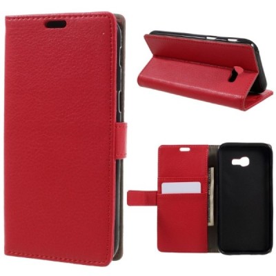 Samsung Galaxy A3 2017 (A320) atverčiamas raudonas odinis dėklas - piniginė / Priedai.lt