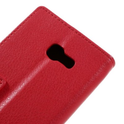 Samsung Galaxy A3 2017 (A320) atverčiamas raudonas odinis dėklas - piniginė / Priedai.lt