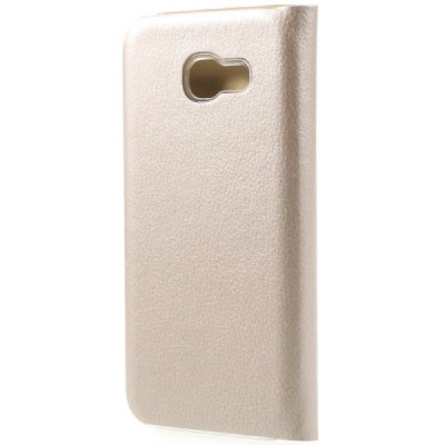 Samsung Galaxy A3 2017 (A320) zelta atvēramais Smart Wallet ādas maciņš - maks / Vacins.lv