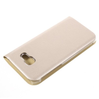 Samsung Galaxy A3 2017 (A320) zelta atvēramais Smart Wallet ādas maciņš - maks / Vacins.lv