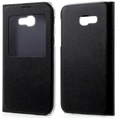 Samsung Galaxy A3 (2017) atvēramais maciņš ar lodziņu - melns / Vacins.lv