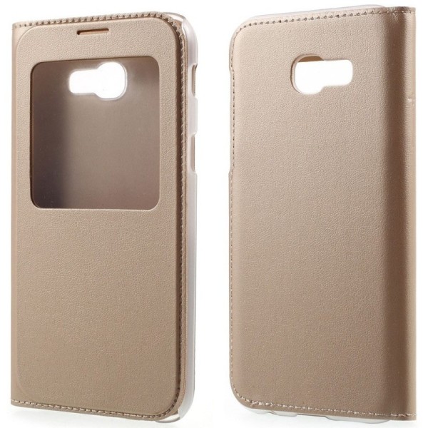 Atvēramais maciņš ar lodziņu - zelta (Galaxy A3 2017)