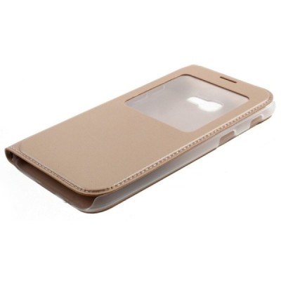 Samsung Galaxy A3 2017 (A320) atvēramais maciņš ar lodziņu - zelta / Vacins.lv