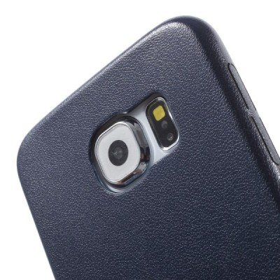 Slim Leather Samsung Galaxy S6 G920F tamsiai mėlynas odinis dėklas - nugarėlė / Priedai.lt