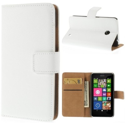 Nokia Lumia 635 atvēramais ādas balts maciņš (maks) / Vacins.lv