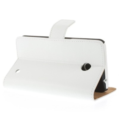 Nokia Lumia 635 atvēramais ādas balts maciņš (maks) / Vacins.lv