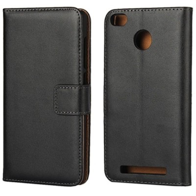 Xiaomi Redmi 3s atvēramais ādas melns maciņš (maks) / Vacins.lv