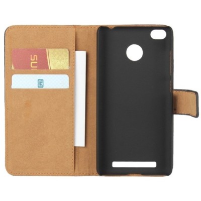 Xiaomi Redmi 3s atverčiamas juodas odinis dėklas - piniginė / Priedai.lt