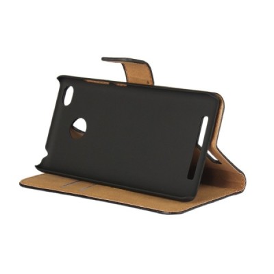 Xiaomi Redmi 3s atverčiamas juodas odinis dėklas - piniginė / Priedai.lt