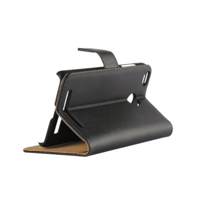 Xiaomi Redmi 3s atverčiamas juodas odinis dėklas - piniginė / Priedai.lt