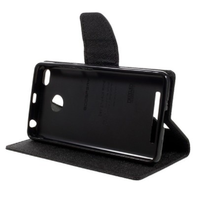 Xiaomi Redmi 3s Mercury juodas atverčiamas dėklas - piniginė / Priedai.lt