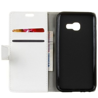 Samsung Galaxy A3 2017 (A320) atvēramais ādas balts maciņš (maks) / Vacins.lv