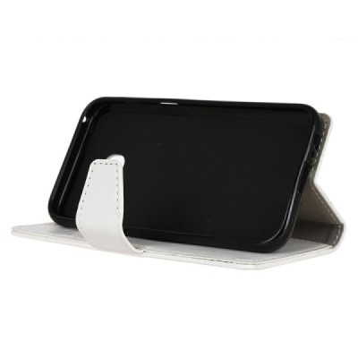 Samsung Galaxy A3 2017 (A320) atvēramais ādas balts maciņš (maks) / Vacins.lv