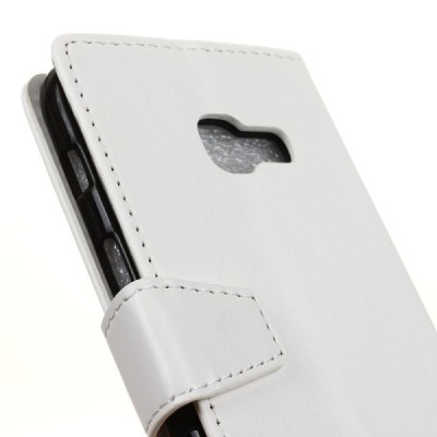 Samsung Galaxy A3 2017 (A320) atvēramais ādas balts maciņš (maks) / Vacins.lv