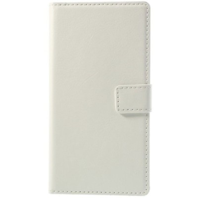 Sony Xperia Z2 D6503 atverčiamas baltas odinis dėklas - piniginė / Priedai.lt