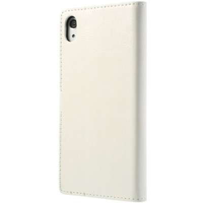 Sony Xperia Z2 D6503 atverčiamas baltas odinis dėklas - piniginė / Priedai.lt