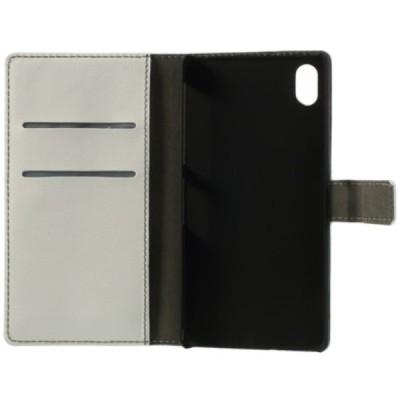 Sony Xperia Z2 D6503 atverčiamas baltas odinis dėklas - piniginė / Priedai.lt