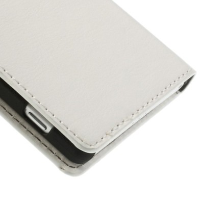 Sony Xperia Z2 D6503 atverčiamas baltas odinis dėklas - piniginė / Priedai.lt