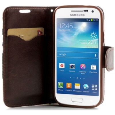 Atverčiamas Samsung Galaxy S4 mini (i9190, i9192, i9195) rožių spalvotas dėklas (piniginė) - mėlynas / Priedai.lt