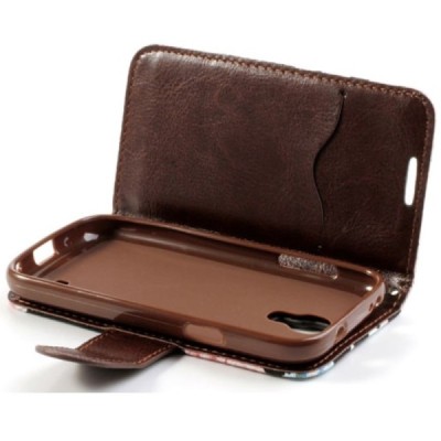 Atverčiamas Samsung Galaxy S4 mini (i9190, i9192, i9195) rožių spalvotas dėklas (piniginė) - mėlynas / Priedai.lt