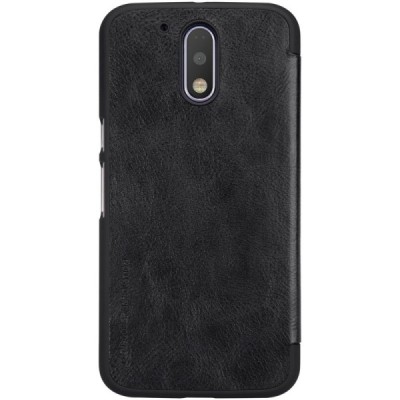 Greznais „Nillkin“ Qin sērijas ādas atvērams melns Motorola Moto G4, Moto G4 Plus maciņš / Vacins.lv