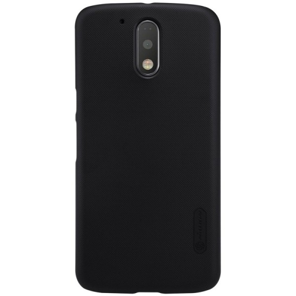 „Nillkin“ Frosted Shield apvalks - melns + ekrāna aizsargplēve (Moto G4 / Moto G4 Plus)