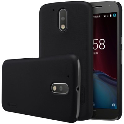 Motorola Moto G4, Moto G4 Plus Nillkin Frosted Shield melns plastmasas apvalks + ekrāna aizsargplēve / Vacins.lv