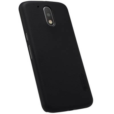 Motorola Moto G4, Moto G4 Plus Nillkin Frosted Shield melns plastmasas apvalks + ekrāna aizsargplēve / Vacins.lv