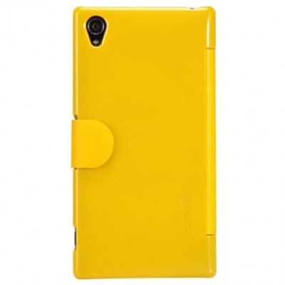 Geltonas „Nillkin“ Fresh atverčiamas Sony Xperia Z1 dėklas / Priedai.lt