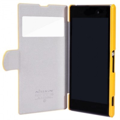 Geltonas „Nillkin“ Fresh atverčiamas Sony Xperia Z1 dėklas / Priedai.lt