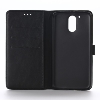 Motorola Moto G4, Moto G4 Plus atvēramais ādas melns retro maciņš (maks) / Vacins.lv